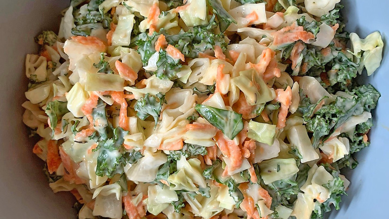 Creamy Kale and Cabbage Coleslaw