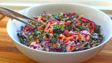 creamy kale and cabbage coleslaw
