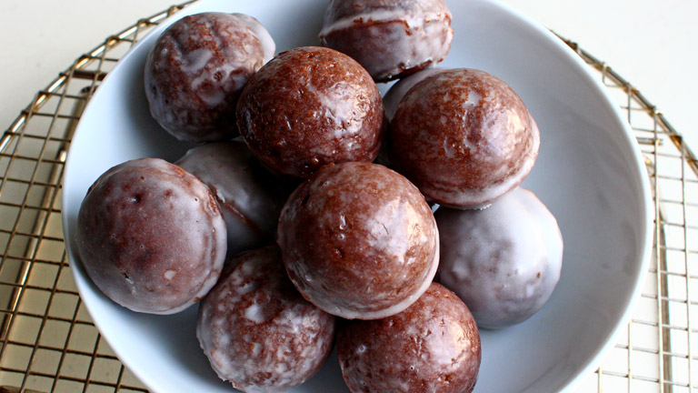 Glazed Chocolate Donut Holes Recipe Like Dunkin Donuts 